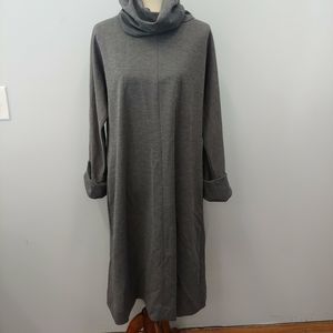 Vintage 2X Dress Gray Cowel Neck Midi Dolman